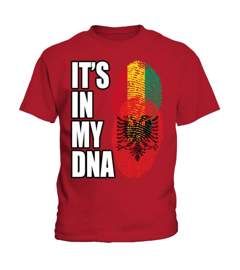 Guinean And Albanian Mix Heritage DNA Flag Kids T-Shirt