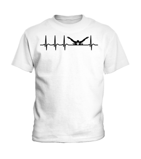 Heart Beating Frequency Swimming Swimmer Sayings Kids T-Shirt