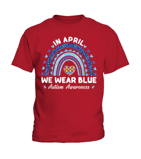Puzzle Rainbow April We Wear Blue Autism Awareness Kids T-Shirt