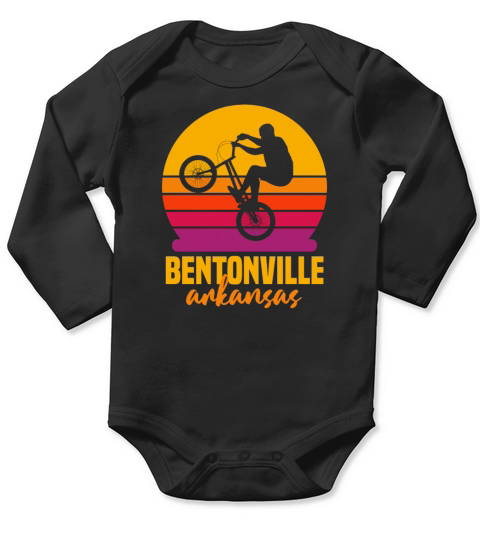 Bentonville Mountain Biking Retro Vintage Sunset Long Sleeve Baby One-Piece