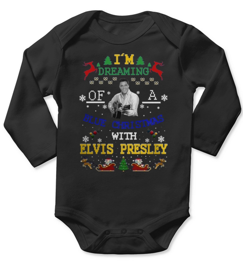 Blue Christmas with Elvis Presley Long Sleeve Baby One-Piece