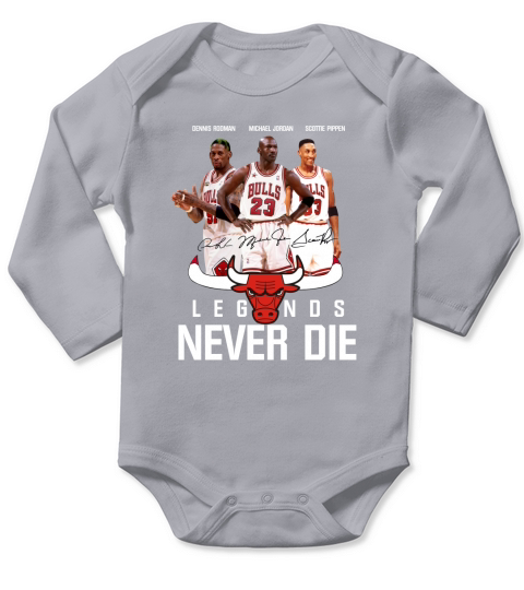 Dennis Rodman Michael Jordan Scottie Pippen legend never die shirt Long Sleeve Baby One-Piece
