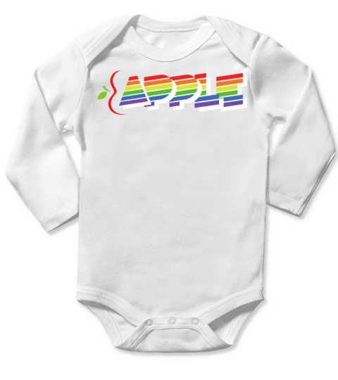 Eapple-Retro Fun Typography Design With Apple Long Sleeve Baby One-Piece