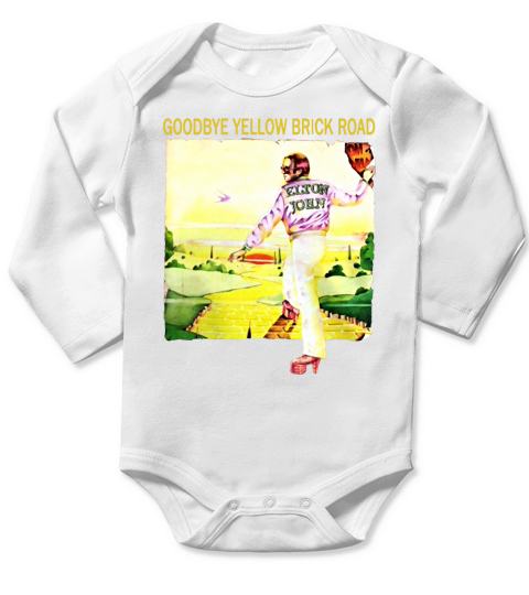 Elton John Goodbye Yellow brick Road Vintage T-Shirt Long Sleeve Baby One-Piece