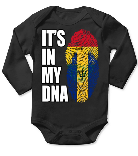 Ghanaian And Barbadian Mix Heritage DNA Flag Long Sleeve Baby One-Piece