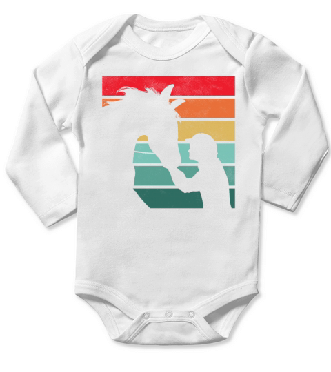 Girls Horse Riding Shirt Vintage Retro Long Sleeve Baby One-Piece