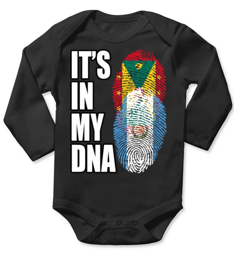 Grenadian And Guatemalan Mix Heritage DNA Flag Long Sleeve Baby One-Piece