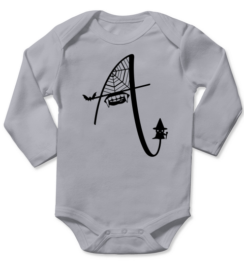 Halloween Alphabets Clipart A Long Sleeve Baby One-Piece