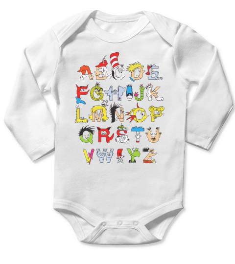 Happy Read Across America Day  ABC Dr Seuss Long Sleeve Baby One-Piece