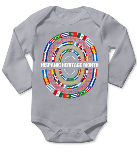 Hispanic Heritage Month Spanish Countries Flags Long Sleeve Baby One-Piece