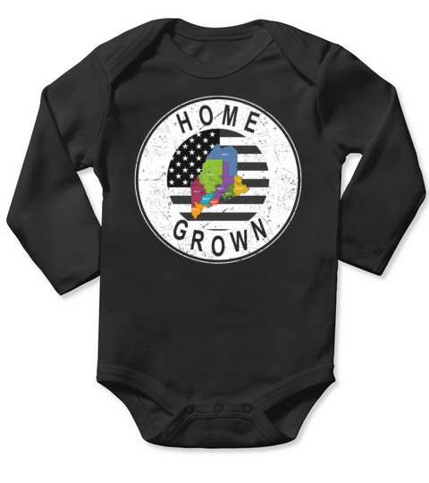 Land Map America US Flag Home Grown Maine Long Sleeve Baby One-Piece