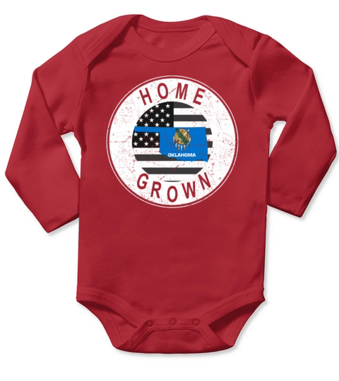 Land Map America US Flag Home Grown Oklahoma Long Sleeve Baby One-Piece
