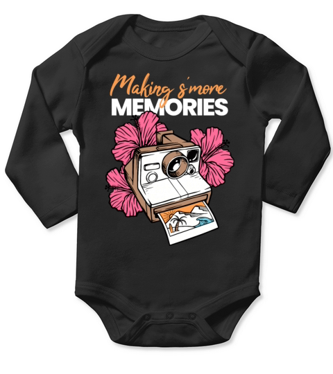 Making s’more Memories Retro Camera Long Sleeve Baby One-Piece