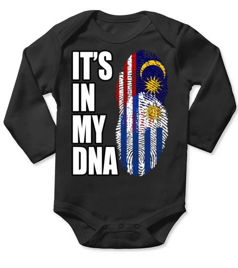 Malaysian And Uruguayan Mix Heritage DNA Flag Long Sleeve Baby One-Piece