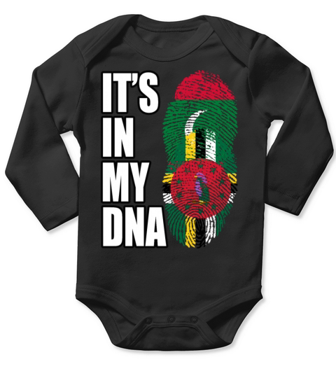 Maldivian And Dominica Mix Heritage DNA Flag Long Sleeve Baby One-Piece
