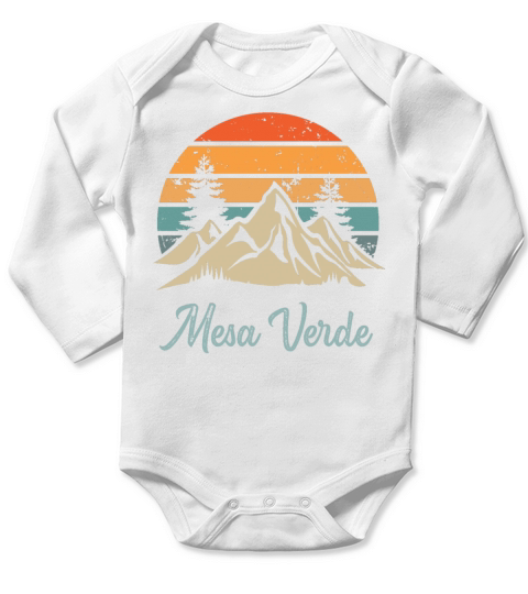 Mesa Verde Retro Vintage Mountain Sunset Outdoors Long Sleeve Baby One-Piece