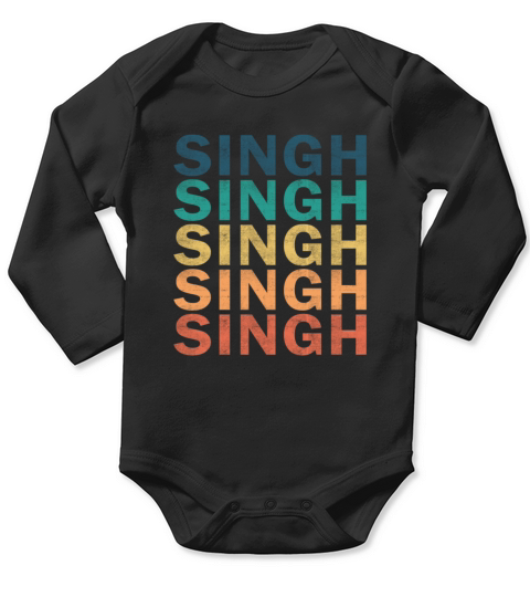 Singh Name T Shirt - Singh Vintage Retro Name Gift Long Sleeve Baby One-Piece
