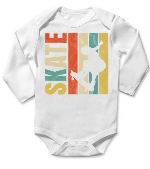 Skater Vintage Skateboard Longboard Halfpipe Long Sleeve Baby One-Piece