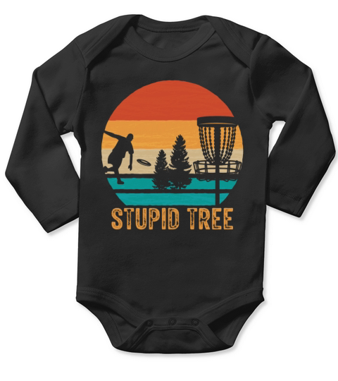 Stupid Tree Disc Golf Vintage Ultimate Frisbee Long Sleeve Baby One-Piece