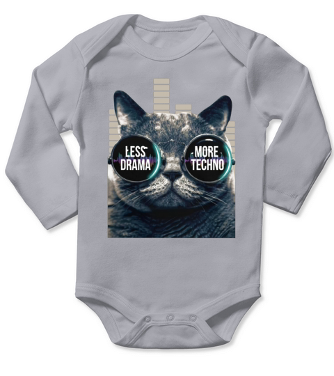 Techno Cat Long Sleeve Baby One-Piece