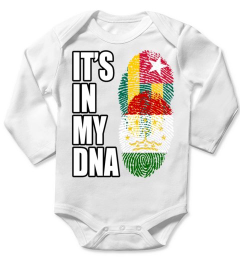 Togolese And Tajikistani Mix Heritage DNA Flag Long Sleeve Baby One-Piece