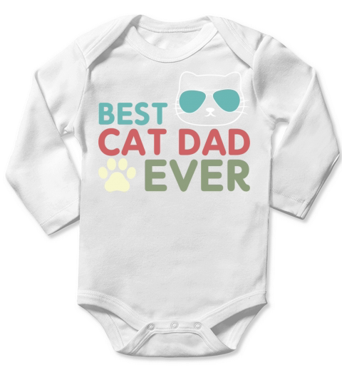 Vintage Best Cat Dad Ever Cat Daddy Gift Long Sleeve Baby One-Piece