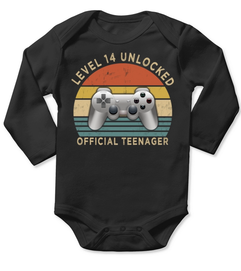 Vintage Level 14 Unlocked Official Teenager Long Sleeve Baby One-Piece