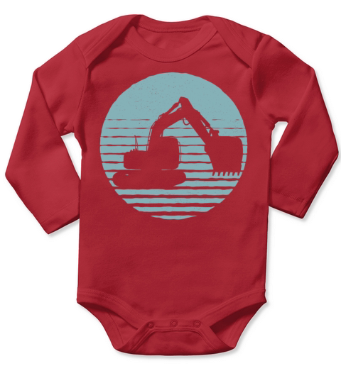 Vintage Retro Excavator Long Sleeve Baby One-Piece