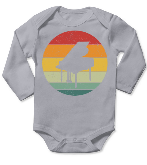 Vintage Retro Grand Classical Piano Vintage Music Long Sleeve Baby One-Piece