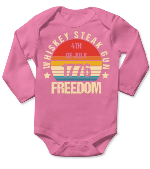 Whiskey Steak Guns and Freedom Patriotic US Flag Long Sleeve Baby One-Piece