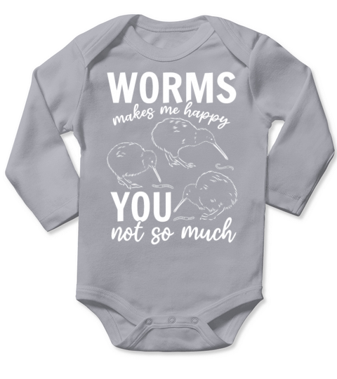 Worms Make Me Happy You Not So Funny Worm Long Sleeve Baby One-Piece