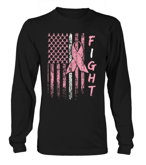 America Flag Pink October Breast Cancer Awareness Long sleeved Unisex