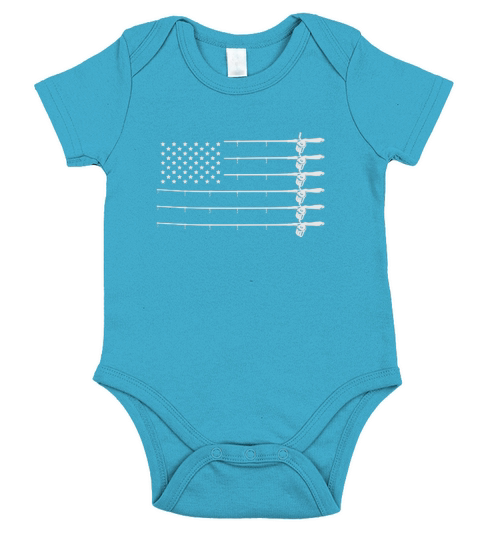 American Flag Fishing Rod Shirt Short Sleeve Baby One-Piece