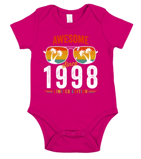 Awesome Since 1998 Birthday Retro Vintage 24 25 Ye Short Sleeve Baby One-Piece