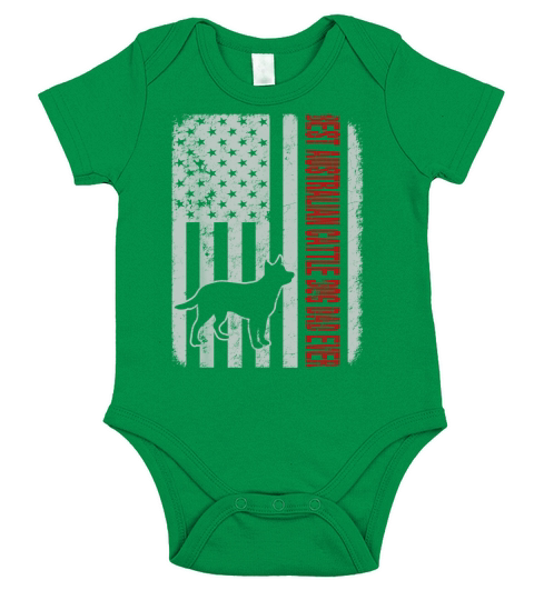 Best Australian Cattle Dog Dad Ever American Flag Short Sleeve Baby One-Piece