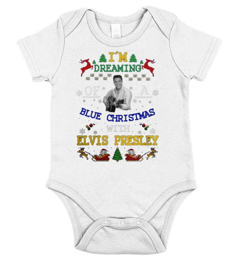 Blue Christmas with Elvis Presley Short Sleeve Baby One-Piece