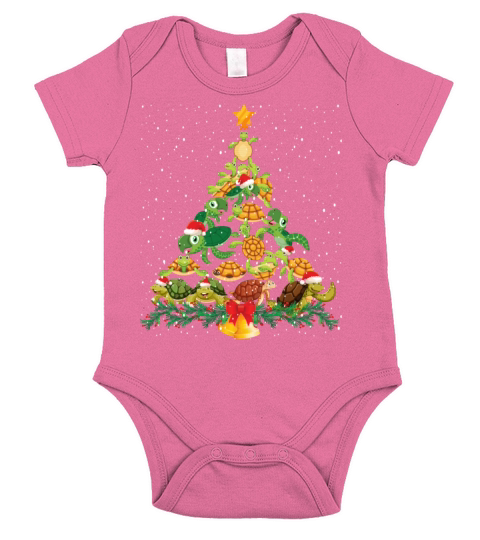 Christmas Tree Turtles Funny Short Sleeve Baby One-Piece