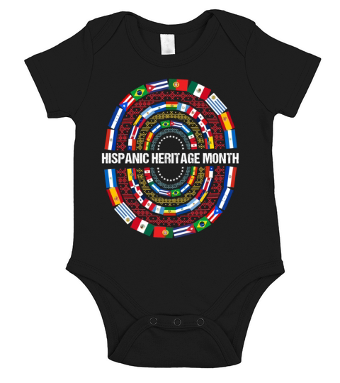 Hispanic Heritage Month Spanish Countries Flags Short Sleeve Baby One-Piece