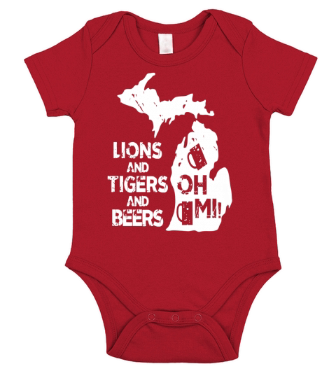 LIONS &amp;amp; TIGERS &amp;amp; BEERS, OH MI! T-Shirts Short Sleeve Baby One-Piece
