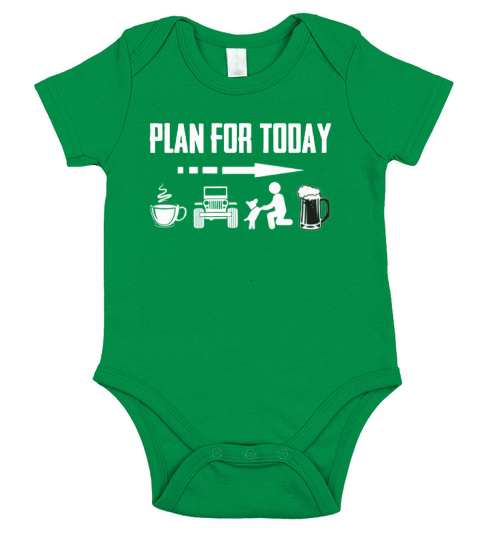 Plan for today I Drink coffee jeep dog and beer Short Sleeve Baby One-Piece