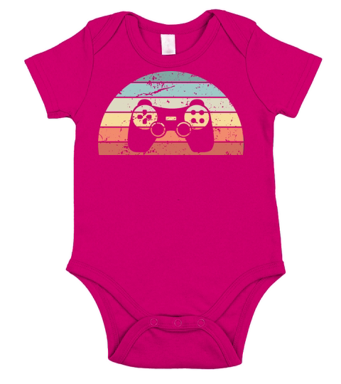 Retro Gaming Sunset Vintage Gamer Sunrise Short Sleeve Baby One-Piece