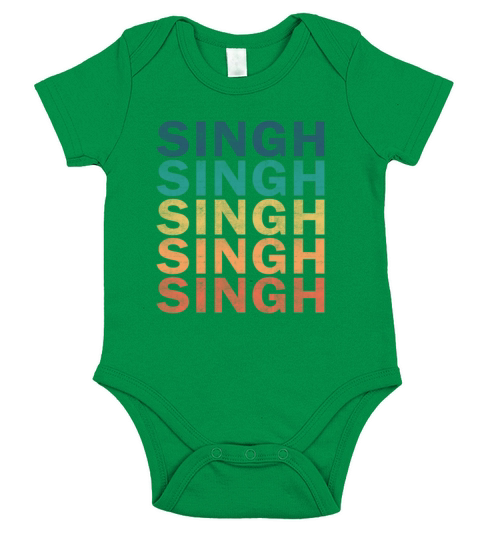 Singh Name T Shirt - Singh Vintage Retro Name Gift Short Sleeve Baby One-Piece