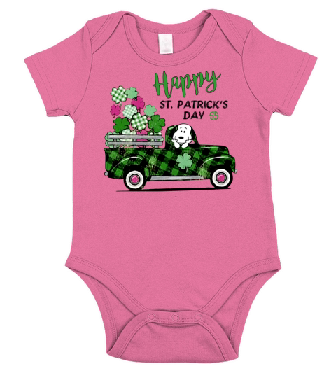 Snoopy Happy st Patricks day Short Sleeve Baby One-Piece