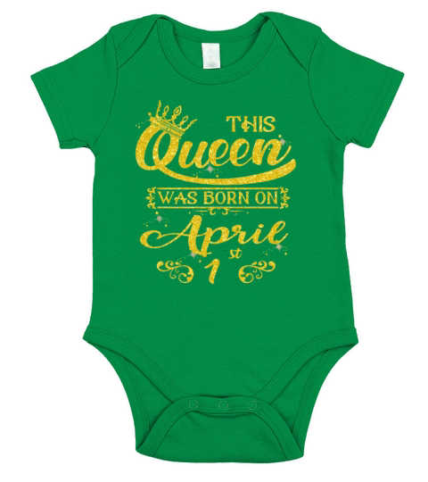 Sparkle Gold This Queen Was Born On April 1st Birthday Shirt Short Sleeve Baby One-Piece