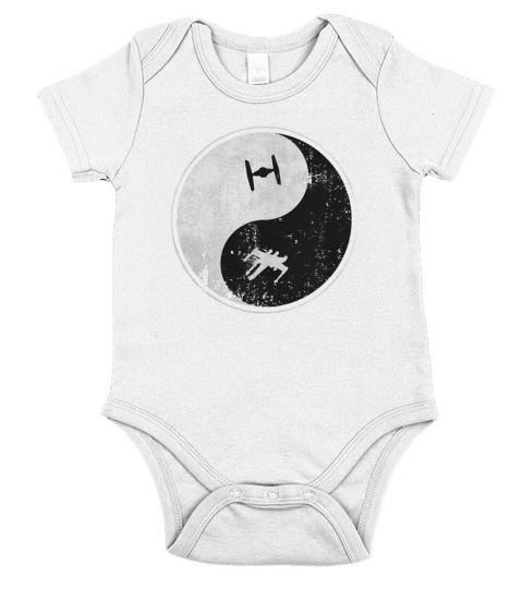 Yin Ying Yang Space Ship Star Wing Fighter Wars Parody Short Sleeve Baby One-Piece
