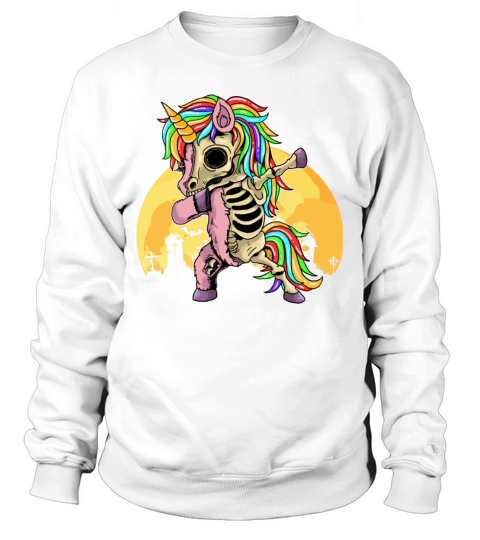 Dabbing Zombie Unicorn Skeleton Halloween Gift Sweatshirt Unisex