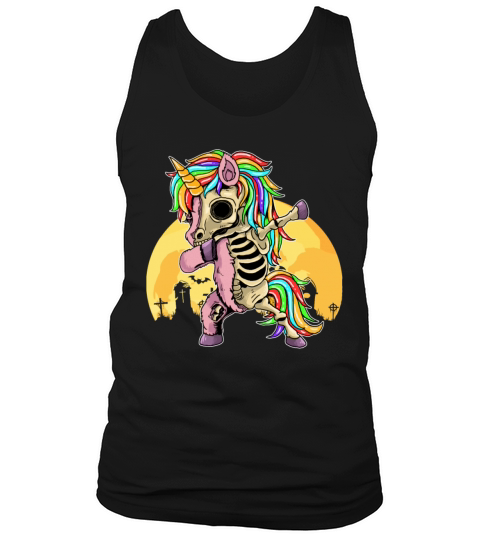 Dabbing Zombie Unicorn Skeleton Halloween Gift Tank Top Unisex