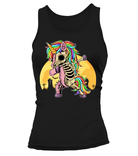 Dabbing Zombie Unicorn Skeleton Halloween Gift Tank top Woman