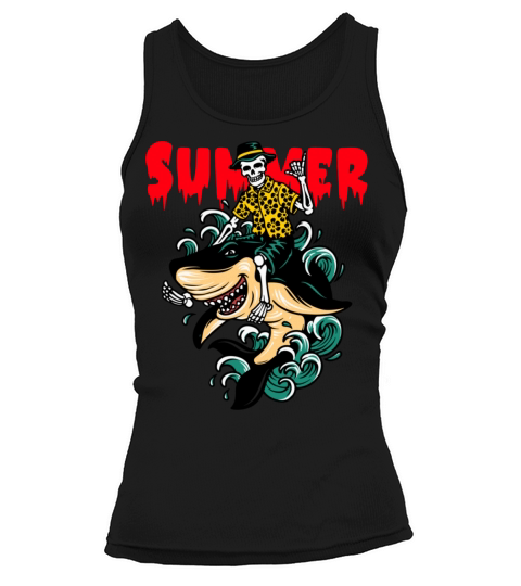 Ghost and shark summer design Tank top Woman