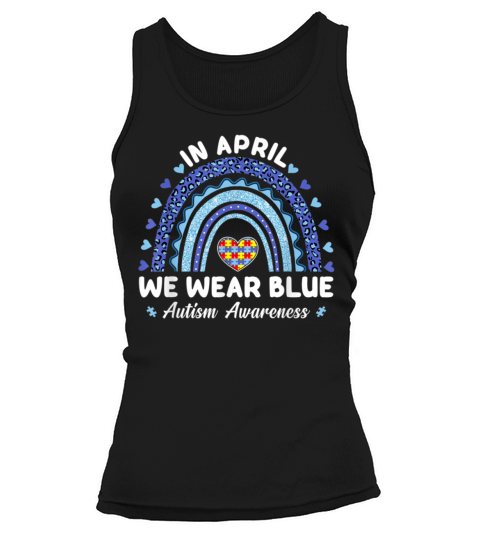 Puzzle Rainbow April We Wear Blue Autism Awareness Tank top Woman